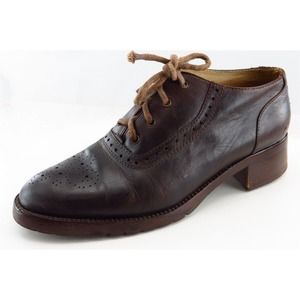 Le Saunda Lace Up Low Cut Boots Brown Women Sz 37‎